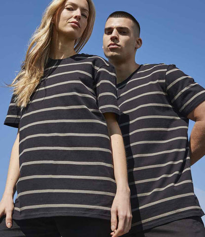 Front Row Striped T-Shirt - Black/Khaki (FR136)