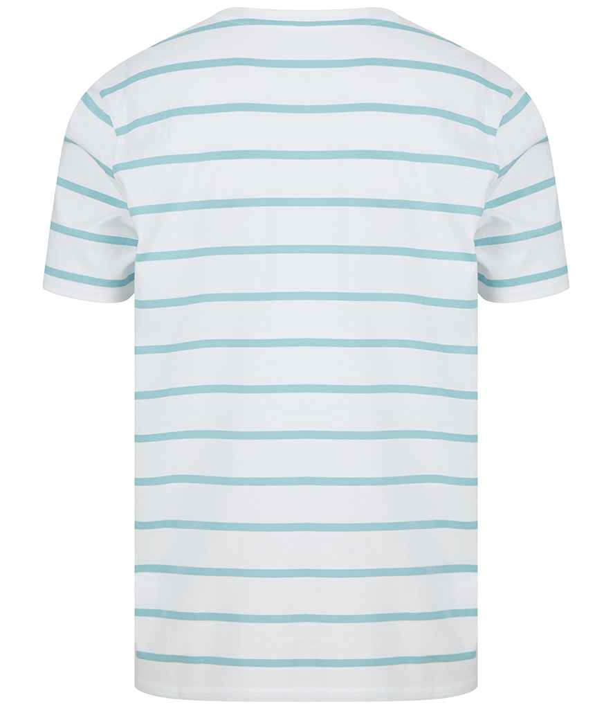 Front Row Striped T-Shirt - White/Duck Egg (FR136)