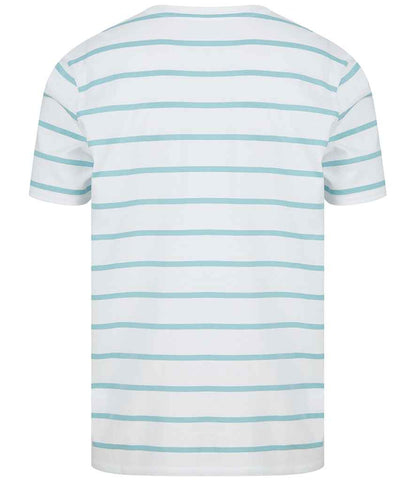 Front Row Striped T-Shirt - White/Duck Egg (FR136)