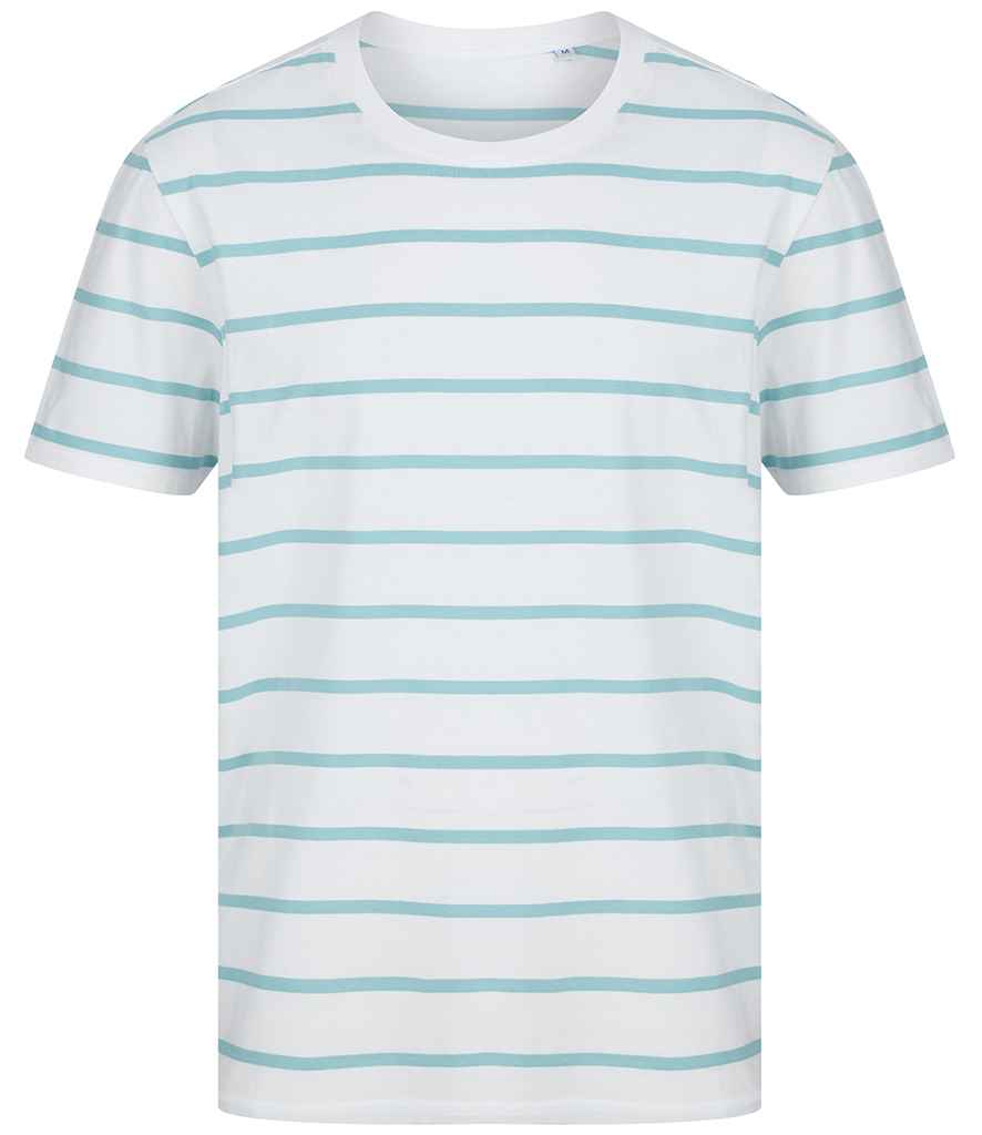Front Row Striped T-Shirt - White/Duck Egg (FR136)