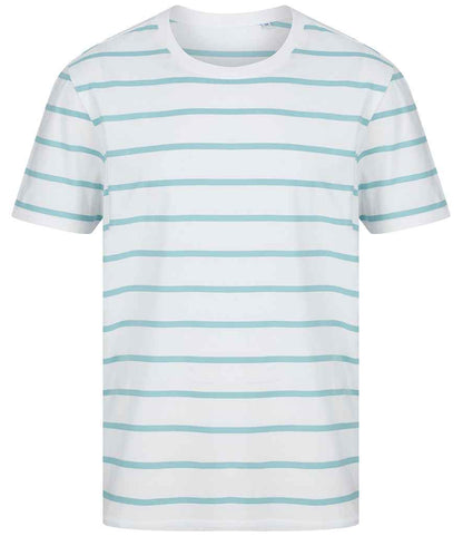 Front Row Striped T-Shirt - White/Duck Egg (FR136)
