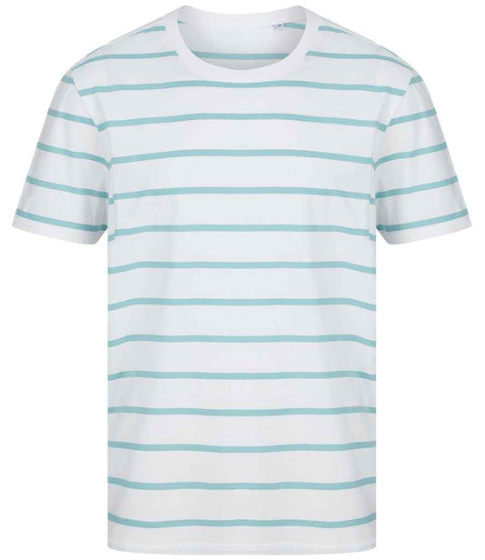 Front Row Striped T-Shirt - White/Duck Egg (FR136)
