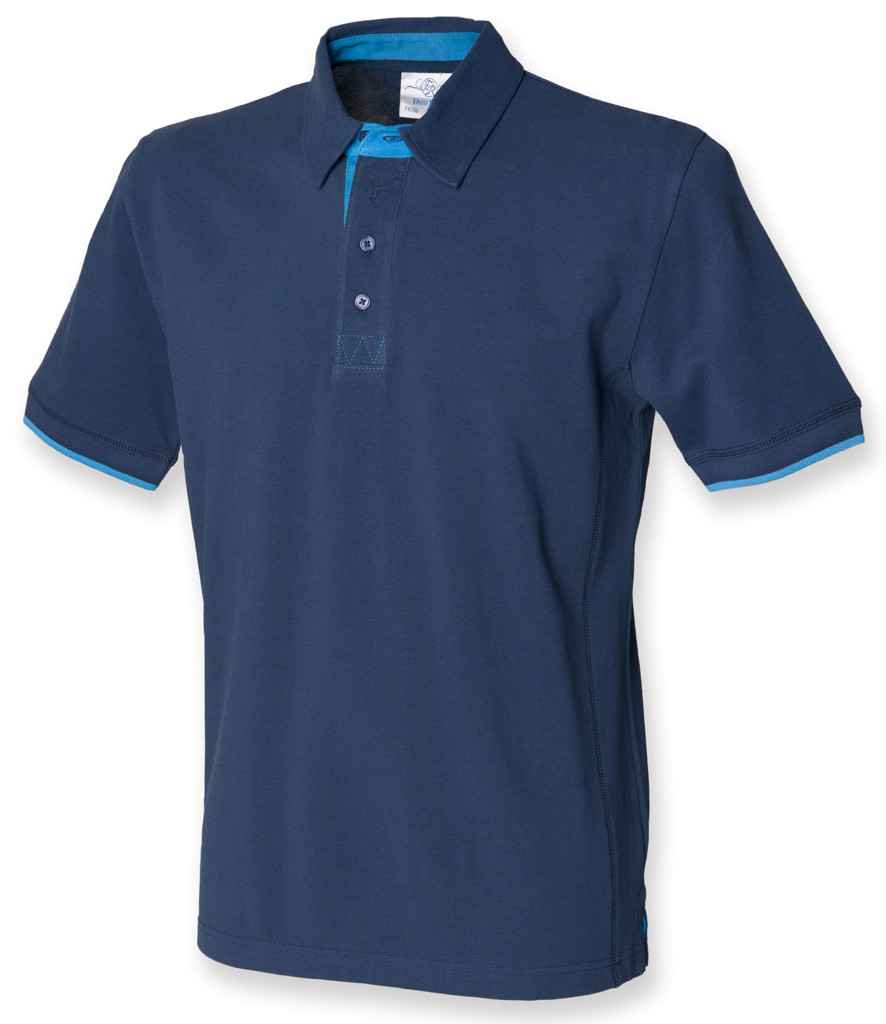 Front Row Contrast Cotton Piqué Polo Shirt - Navy/Marine Blue (FR200)