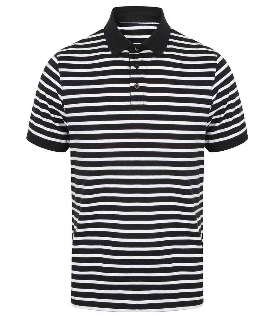 Front Row Striped Jersey Polo Shirt - Navy/White (FR230)