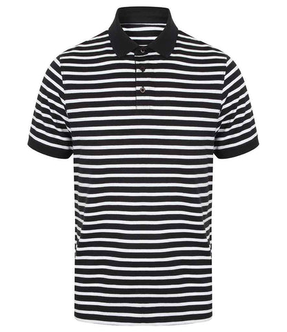Front Row Striped Jersey Polo Shirt - Navy/White (FR230)