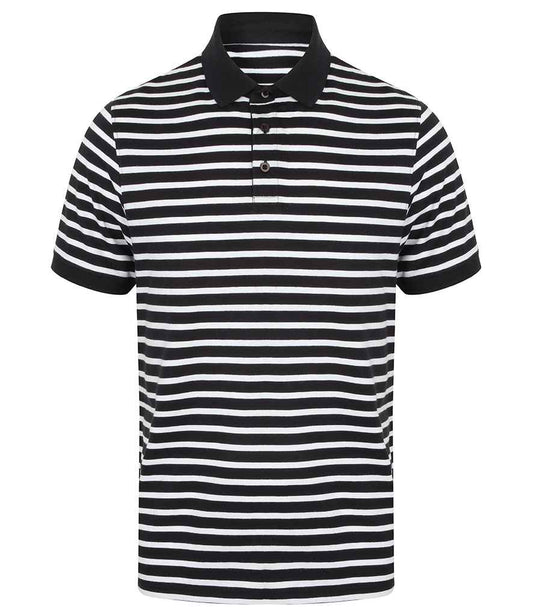 Front Row Striped Jersey Polo Shirt - Navy/White (FR230)