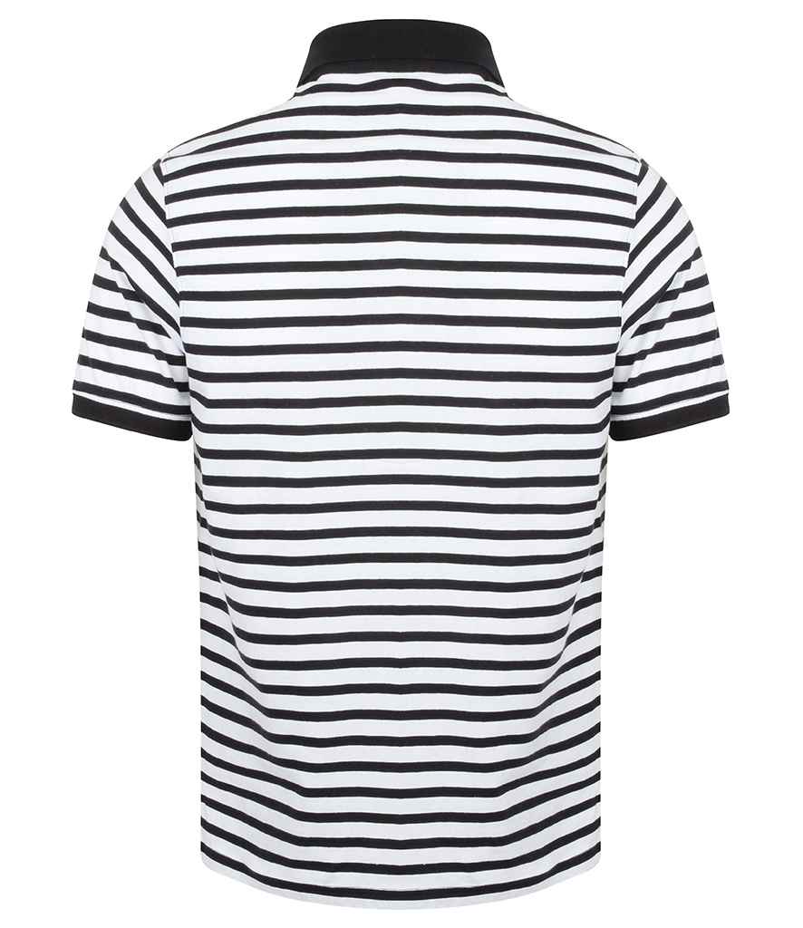 Front Row Striped Jersey Polo Shirt - White/Navy (FR230)