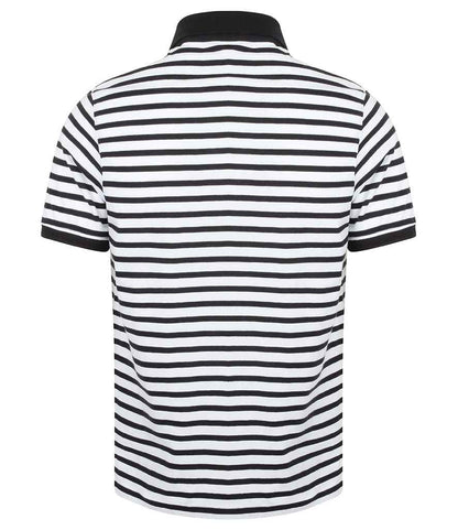 Front Row Striped Jersey Polo Shirt - White/Navy (FR230)
