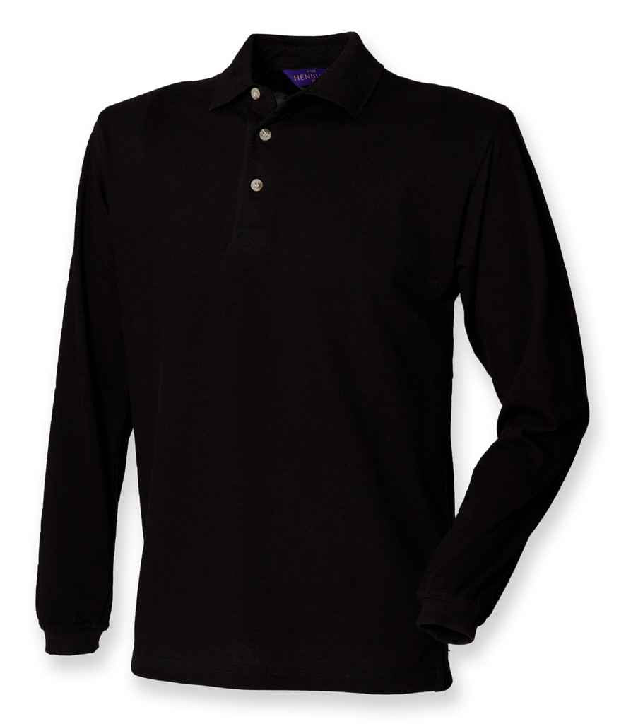 Henbury Henbury Long Sleeve Cotton Piqué Polo Shirt - Black (H105)