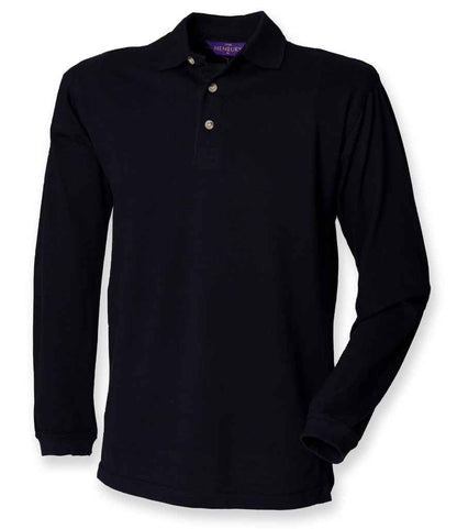 Henbury Henbury Long Sleeve Cotton Piqué Polo Shirt - Navy (H105)