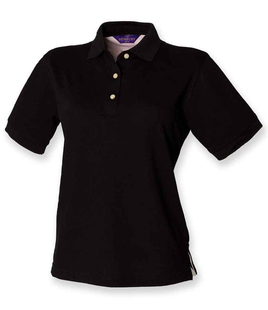 Henbury Henbury Ladies Classic Cotton Piqué Polo Shirt - Black (H121)
