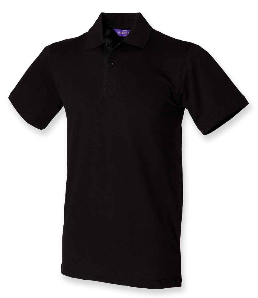 Henbury Henbury Unisex Stretch Cotton Piqué Polo Shirt - Black (H305)