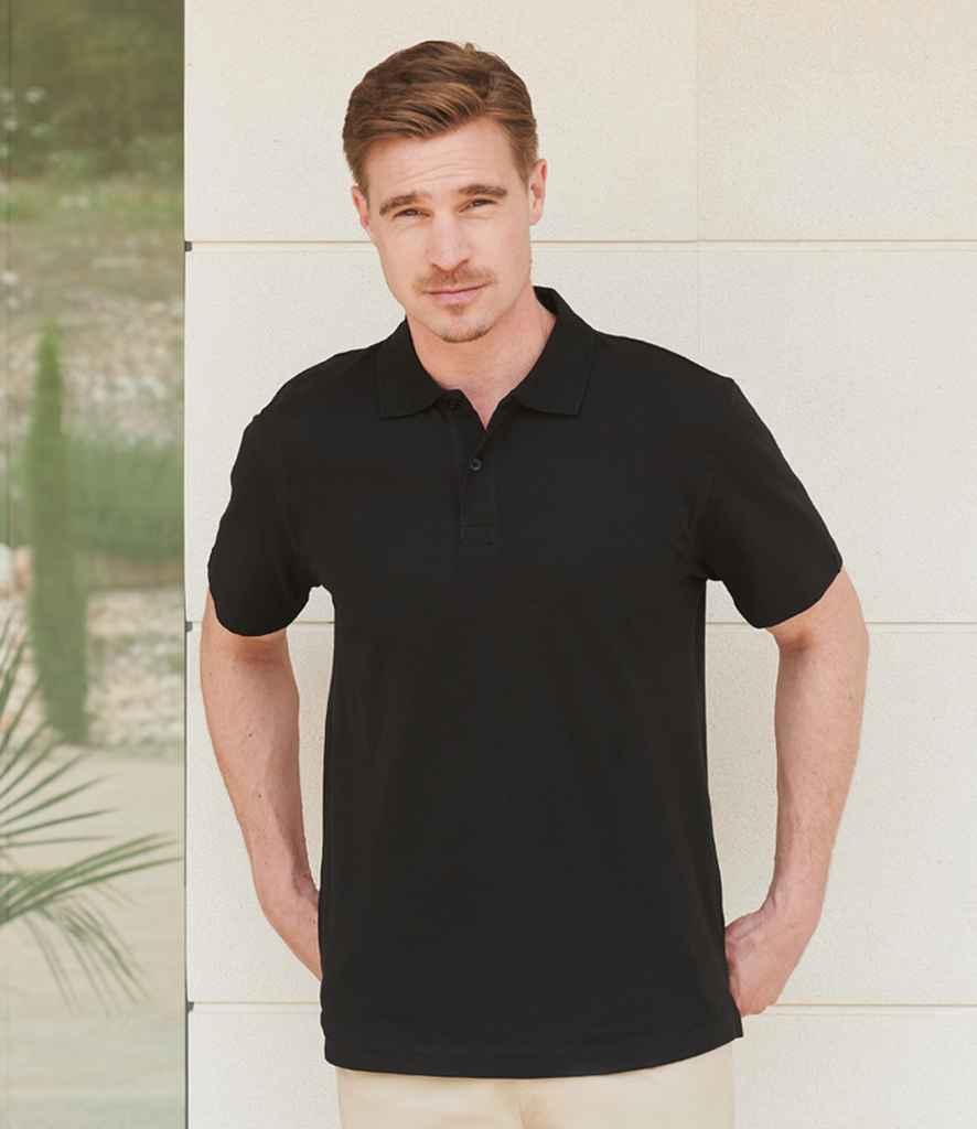 Henbury Henbury Unisex Stretch Cotton Piqué Polo Shirt - Black (H305)