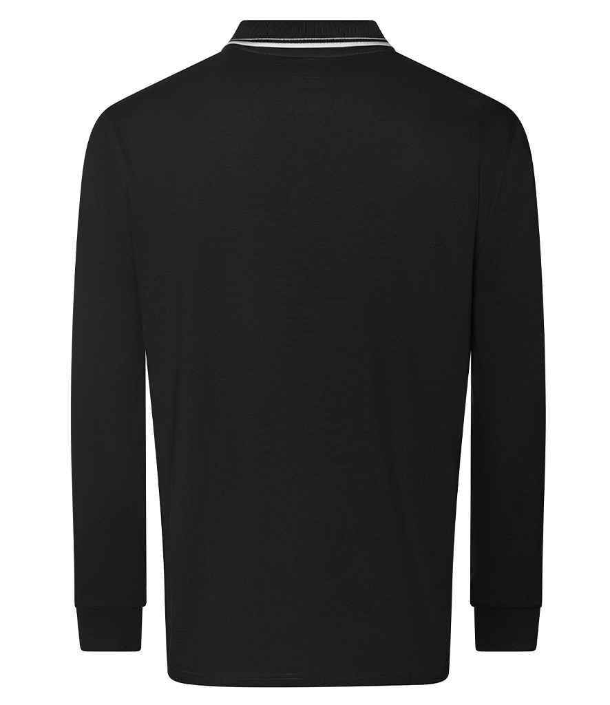 Just Polos AWDis Long Sleeve Tipped 100 Polo Shirt - Deep Black/White (JP103)