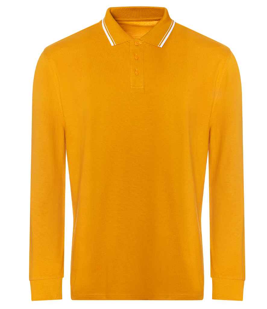 Just Polos AWDis Long Sleeve Tipped 100 Polo Shirt - Mustard/White (JP103)