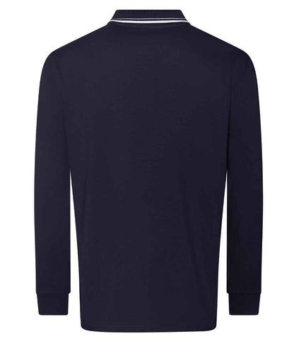 Just Polos AWDis Long Sleeve Tipped 100 Polo Shirt - Oxford Navy/White (JP103)