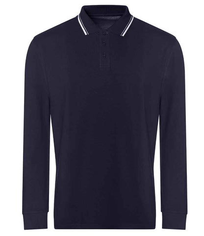 Just Polos AWDis Long Sleeve Tipped 100 Polo Shirt - Oxford Navy/White (JP103)
