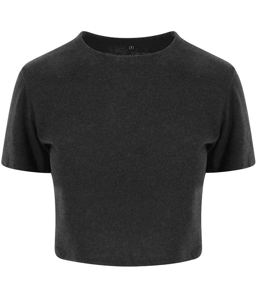 Just Ts AWDis Ladies Tri-Blend Cropped T-Shirt - Heather Black (JT006)