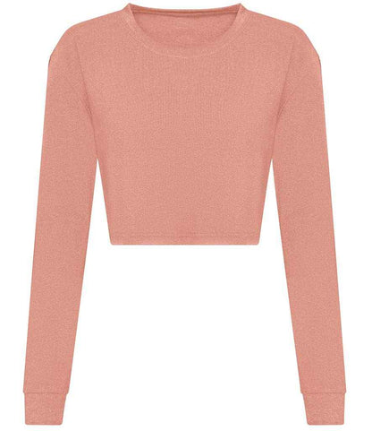 Just Ts AWDis Ladies Long Sleeve Cropped T-Shirt - Dusty Pink (JT016)