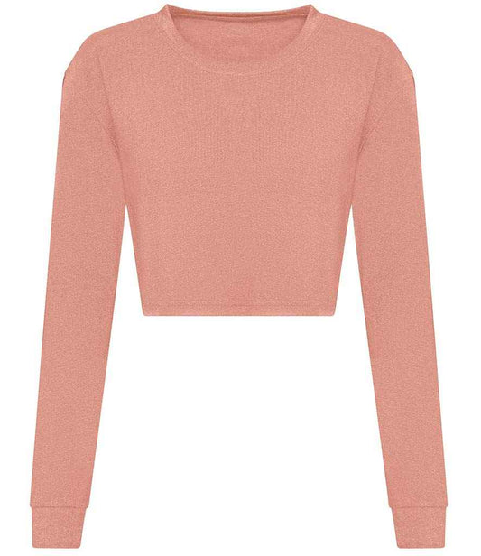 Just Ts AWDis Ladies Long Sleeve Cropped T-Shirt - Dusty Pink (JT016)