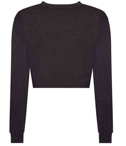 Just Ts AWDis Ladies Long Sleeve Cropped T-Shirt - Heather Black (JT016)
