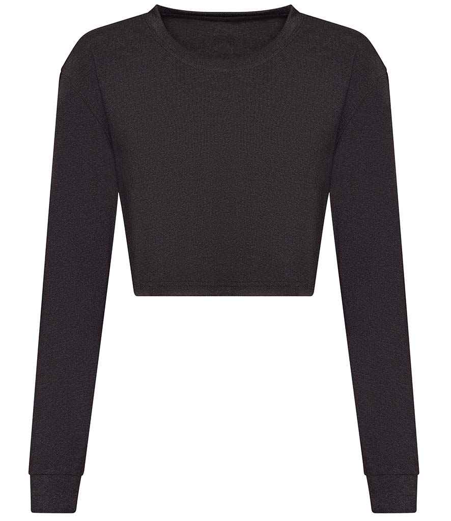 Just Ts AWDis Ladies Long Sleeve Cropped T-Shirt - Heather Black (JT016)
