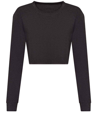 Just Ts AWDis Ladies Long Sleeve Cropped T-Shirt - Heather Black (JT016)