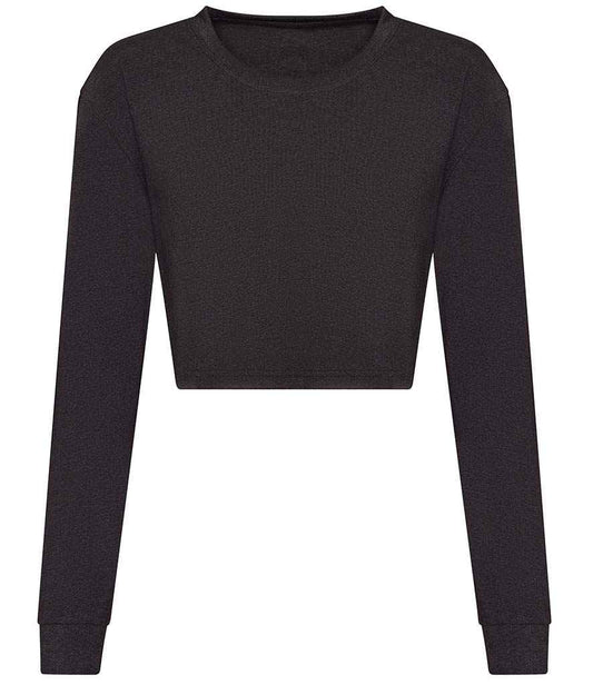 Just Ts AWDis Ladies Long Sleeve Cropped T-Shirt - Heather Black (JT016)