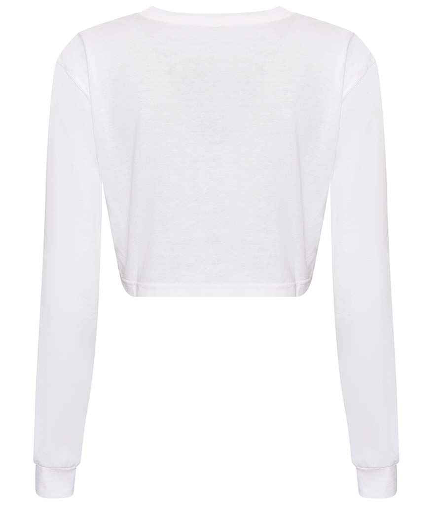 Just Ts AWDis Ladies Long Sleeve Cropped T-Shirt - Solid White (JT016)