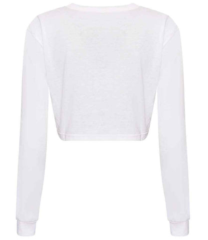Just Ts AWDis Ladies Long Sleeve Cropped T-Shirt - Solid White (JT016)