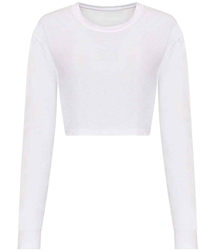 Just Ts AWDis Ladies Long Sleeve Cropped T-Shirt - Solid White (JT016)