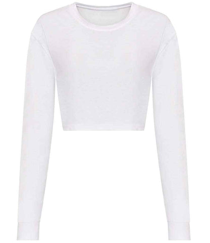 Just Ts AWDis Ladies Long Sleeve Cropped T-Shirt - Solid White (JT016)