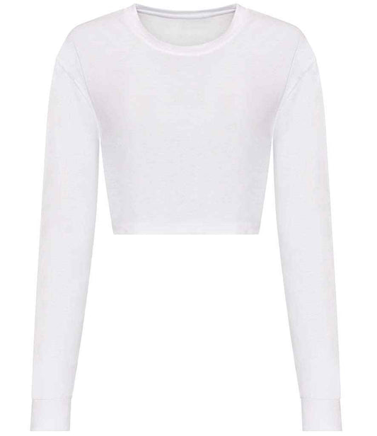 Just Ts AWDis Ladies Long Sleeve Cropped T-Shirt - Solid White (JT016)