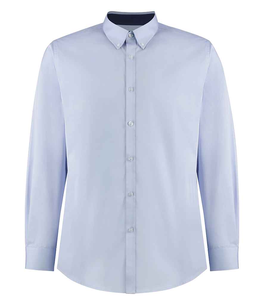 Kustom Kit Premium Long Sleeve Contrast Tailored Oxford Shirt (K190)