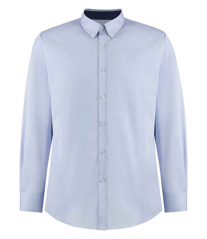 Kustom Kit Premium Long Sleeve Contrast Tailored Oxford Shirt (K190)