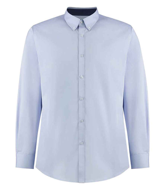 Kustom Kit Premium Long Sleeve Contrast Tailored Oxford Shirt (K190)