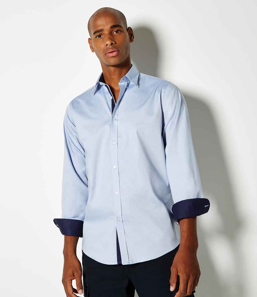 Kustom Kit Premium Long Sleeve Contrast Tailored Oxford Shirt (K190)