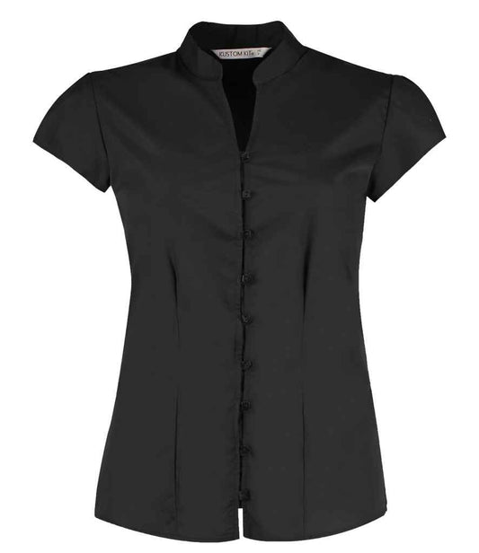 Kustom Kit Ladies Cap Sleeve V Neck Tailored Continental Blouse (K727)