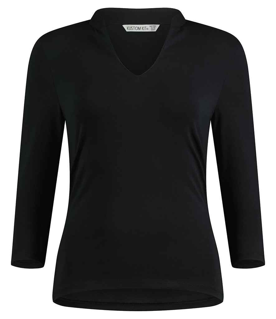 Kustom Kit Ladies 3/4 Sleeve Mandarin Collar Top (K785)