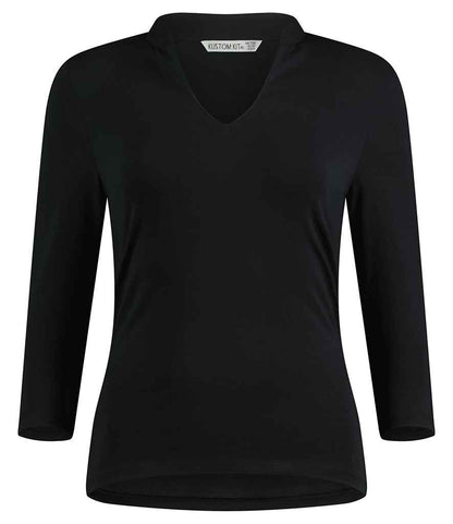 Kustom Kit Ladies 3/4 Sleeve Mandarin Collar Top (K785)