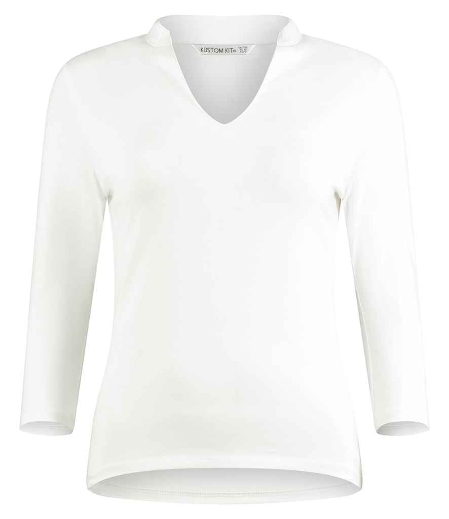 Kustom Kit Ladies 3/4 Sleeve Mandarin Collar Top (K785)