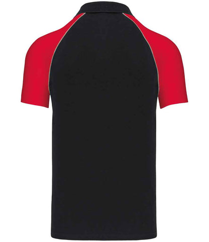 Kariban Baseball Cotton Piqué Polo Shirt - Black/Red (KB226)