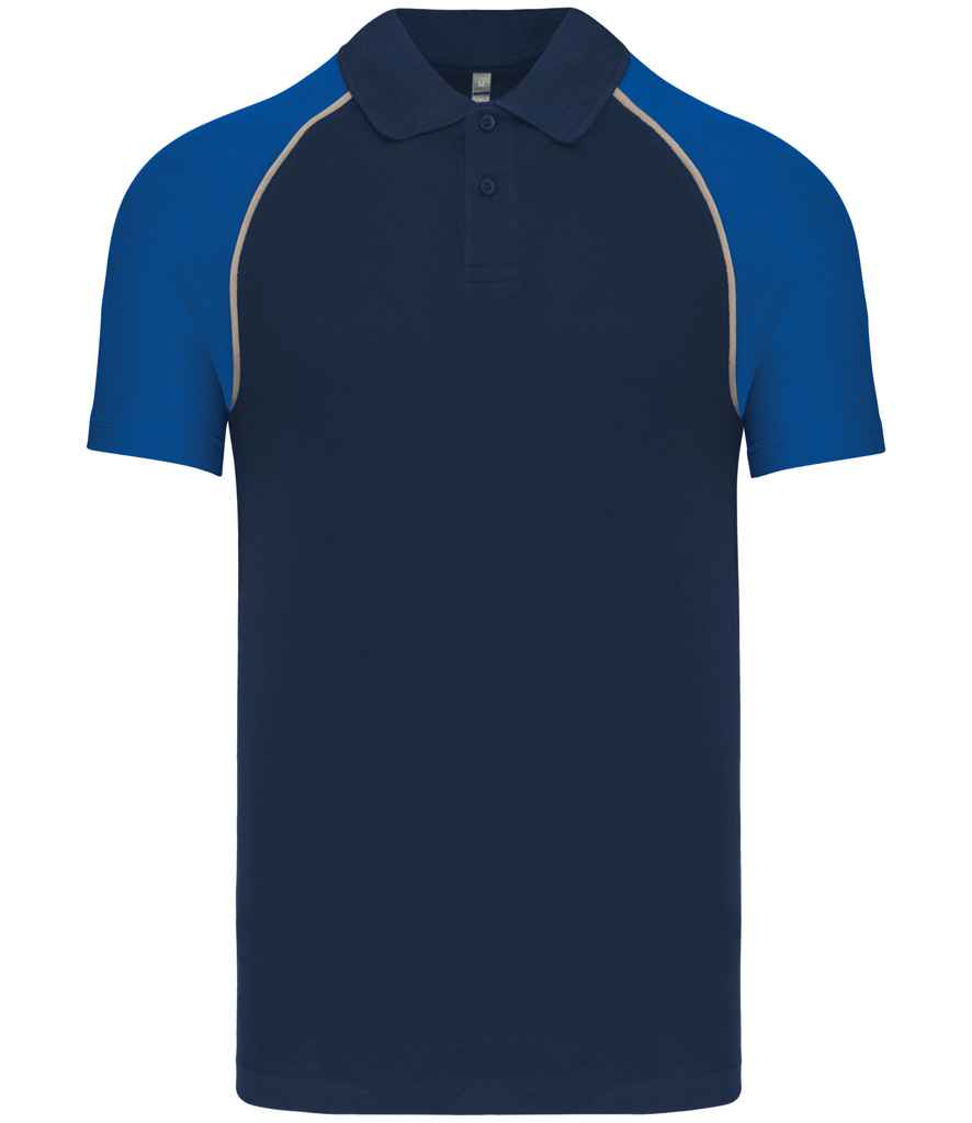 Kariban Baseball Cotton Piqué Polo Shirt - Navy/Royal Blue (KB226)