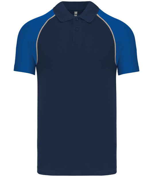 Kariban Baseball Cotton Piqué Polo Shirt - Navy/Royal Blue (KB226)