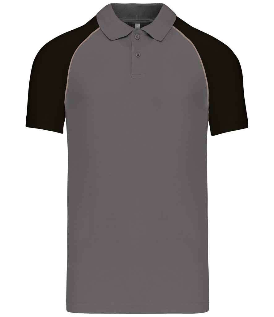 Kariban Baseball Cotton Piqué Polo Shirt - Slate Grey/Black (KB226)