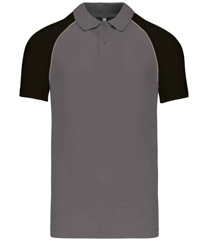 Kariban Baseball Cotton Piqué Polo Shirt - Slate Grey/Black (KB226)
