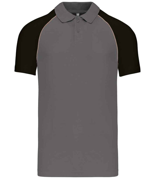 Kariban Baseball Cotton Piqué Polo Shirt - Slate Grey/Black (KB226)