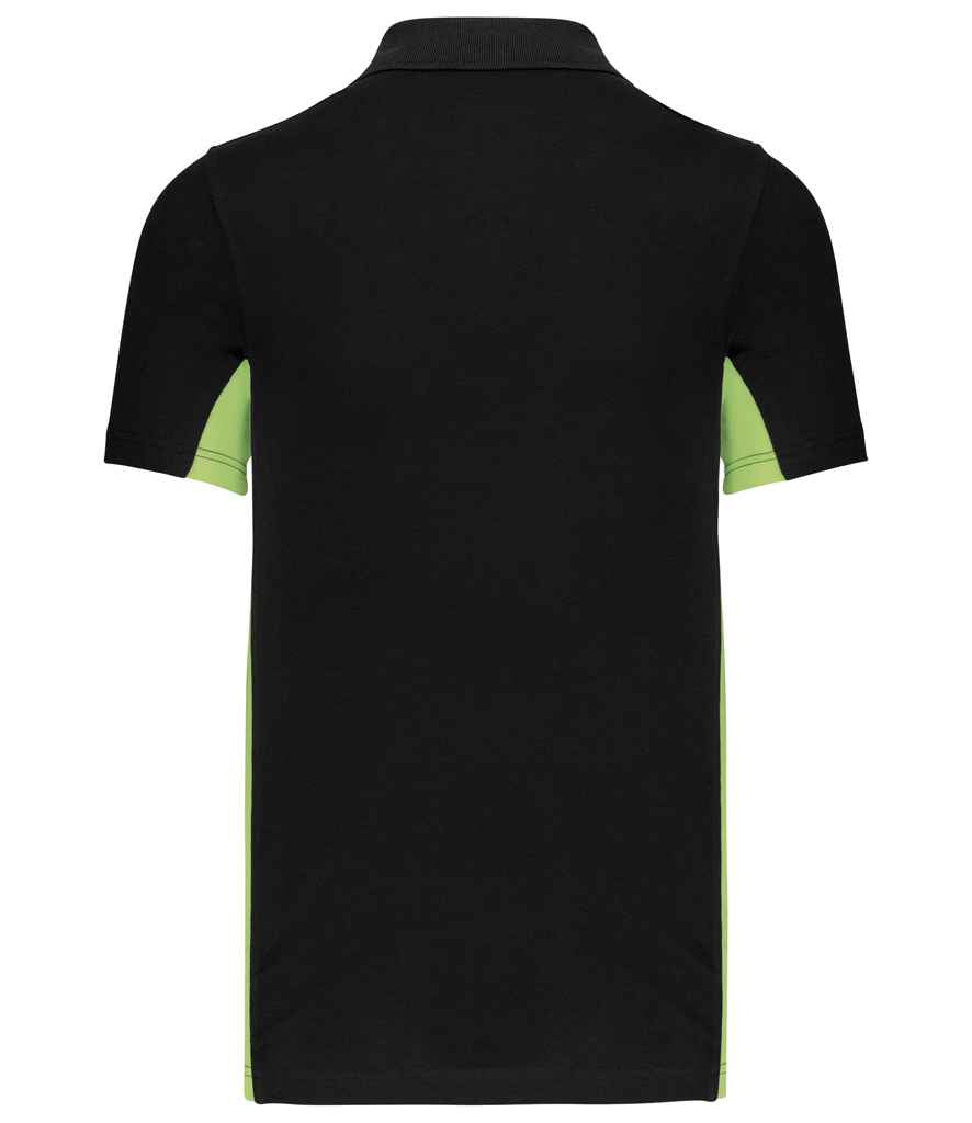 Kariban Flag Poly/Cotton Piqué Polo Shirt - Black/Lime Green (KB232)
