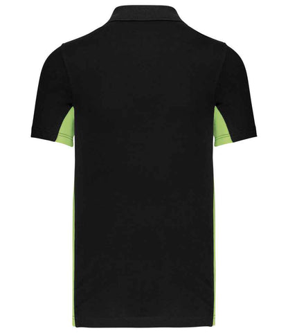 Kariban Flag Poly/Cotton Piqué Polo Shirt - Black/Lime Green (KB232)