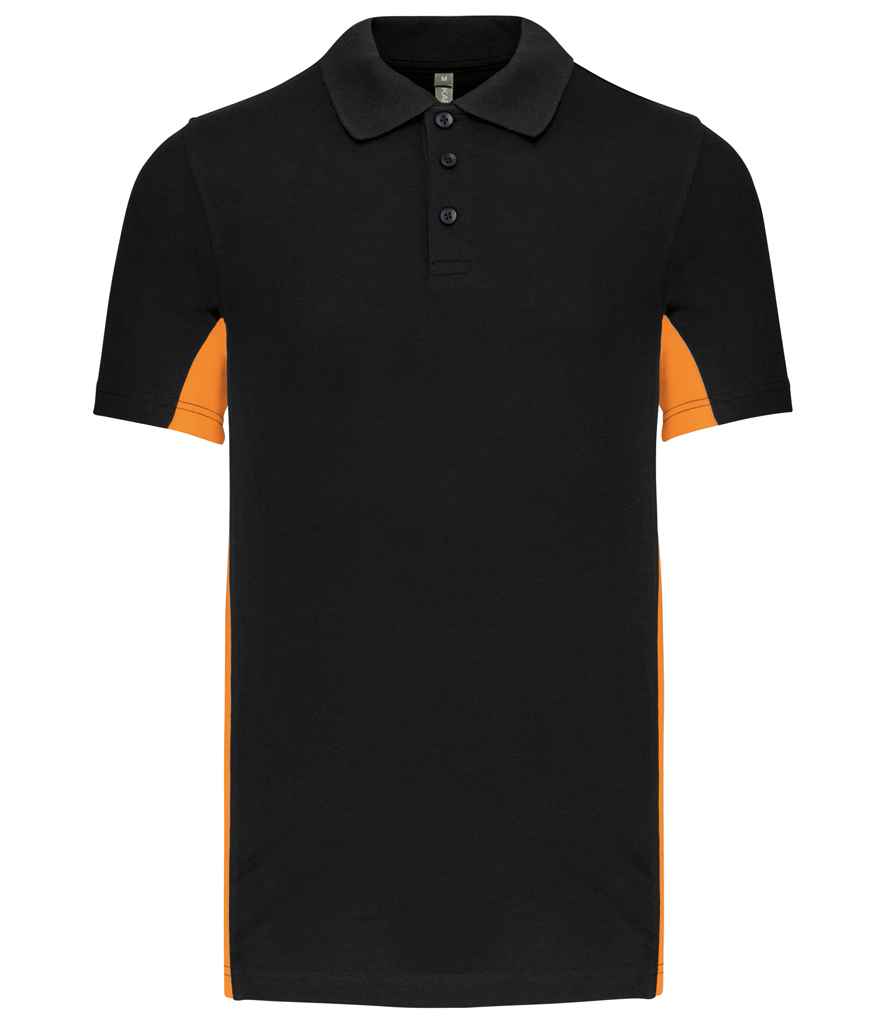 Kariban Flag Poly/Cotton Piqué Polo Shirt - Black/Orange (KB232)